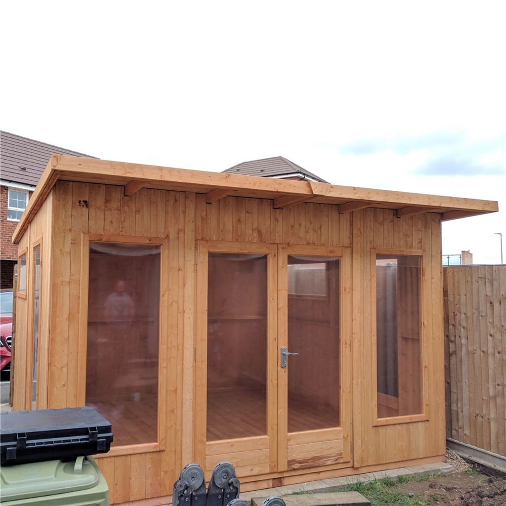 Shedswarehouse Com Stowe Summerhouses S 12ft X 10ft 3 59m X 2 99m Premier Pent Wooden Summerhouses 6 Windows Double Doors 12mm T G Walls Extra Strength Floor 16mm T G Bs Core
