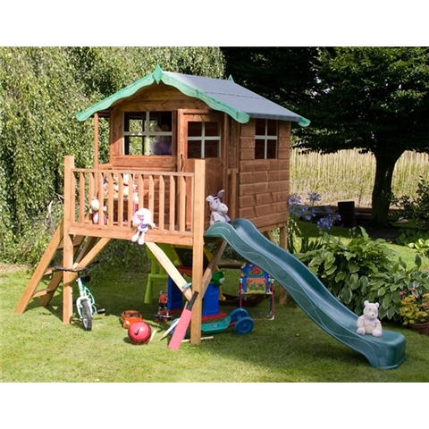 tower playhouse with slide