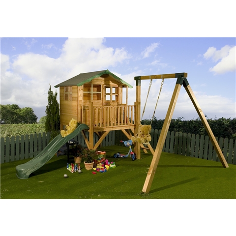 5x5 Wooden Children/'s Poppy Tower Playhouse with Slide Shiplap Windows 5ft 5ft