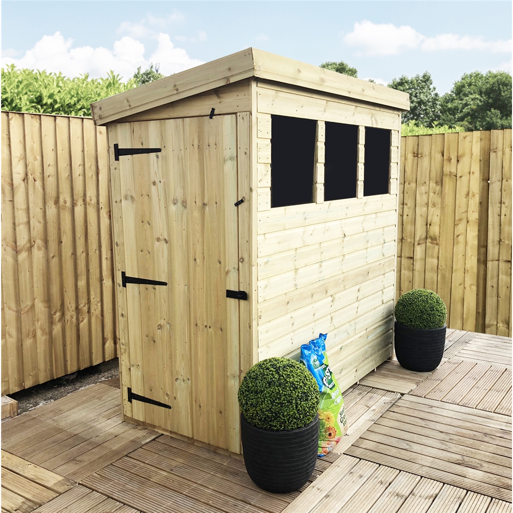 8ft X 3ft Pressure Treated Tongue And Groove Pent Shed With 3