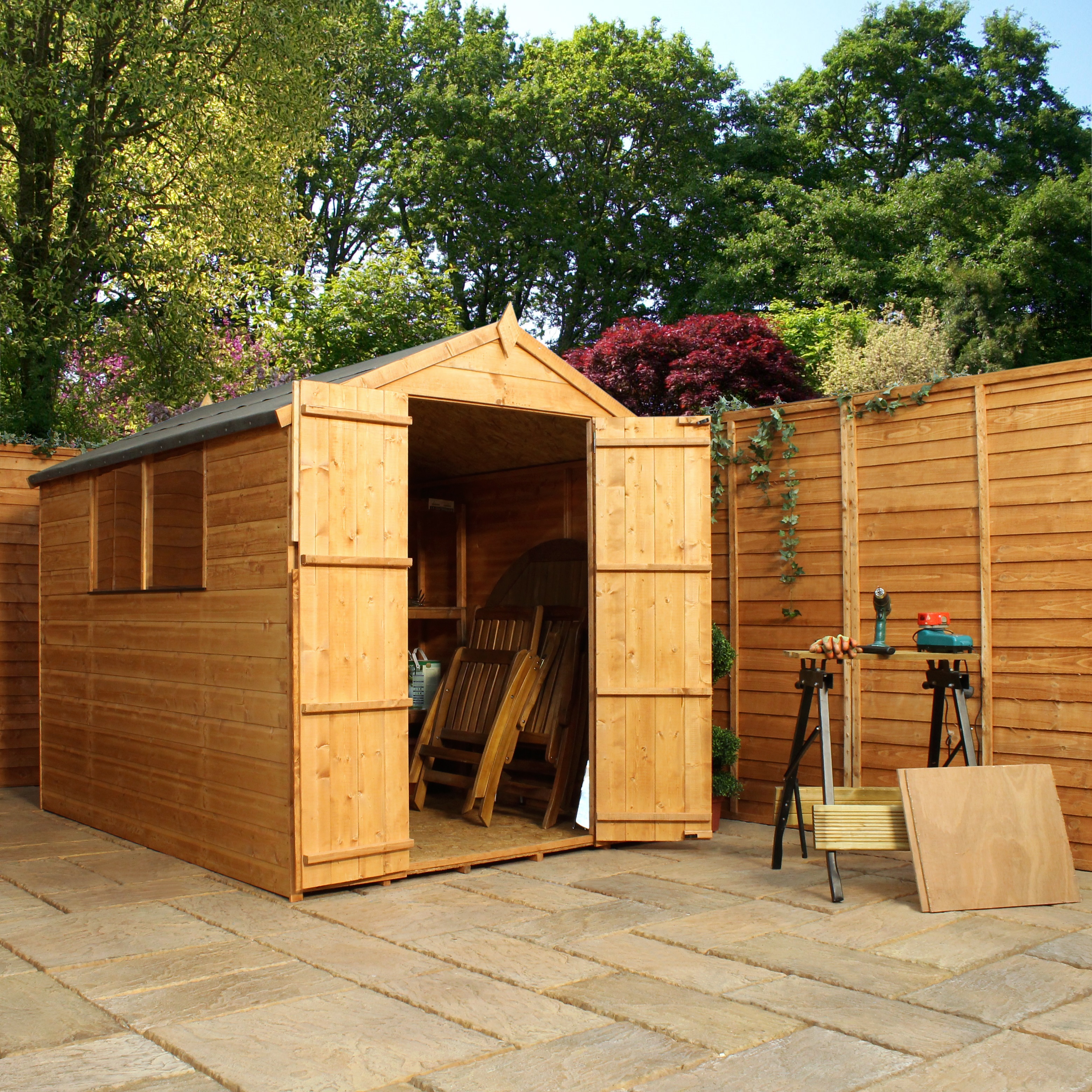  Groove Apex Shed With Double Doors + 2 Windows (solid 10mm OSB Floor