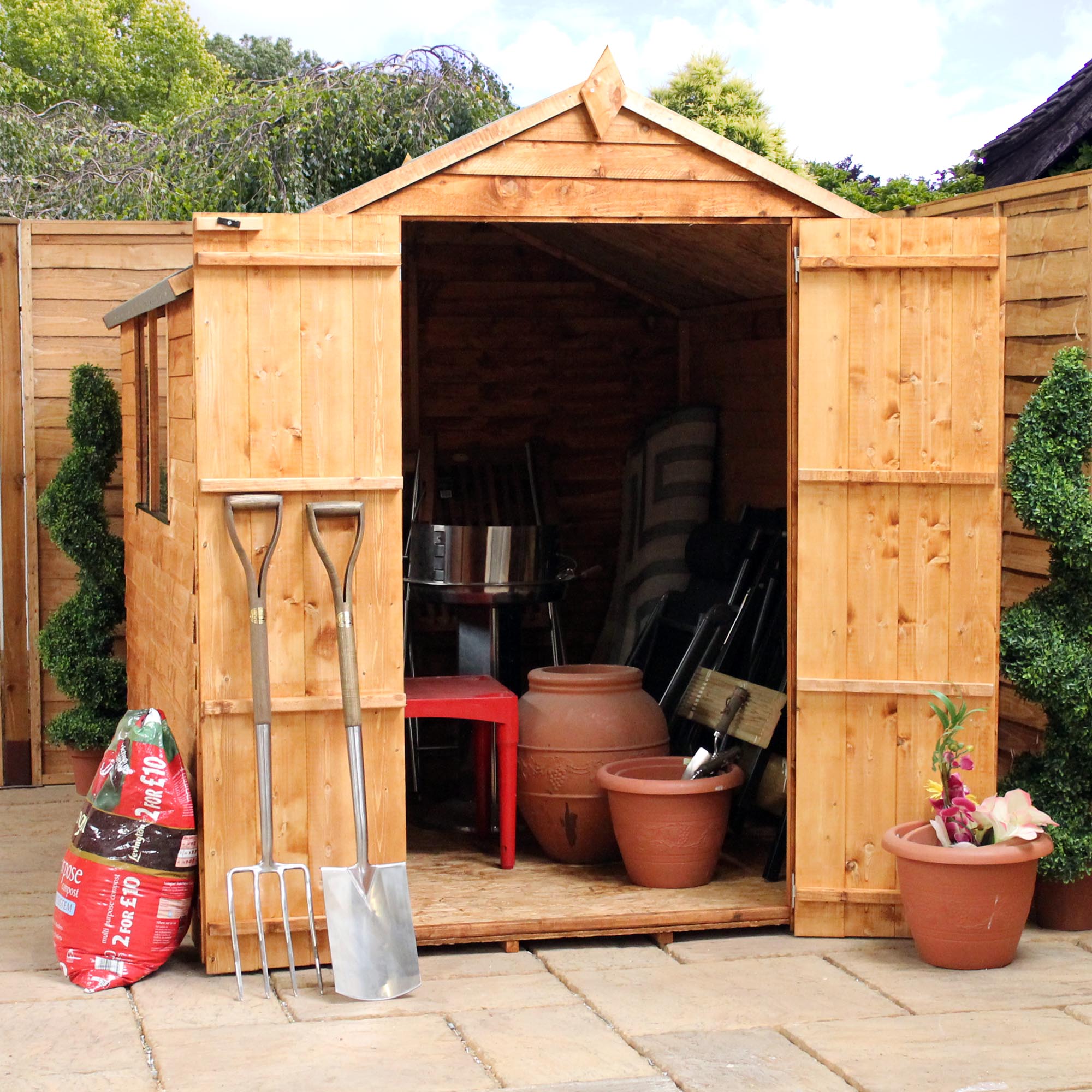 Buckingham Overlap Apex Shed With Double Doors 2 Windows