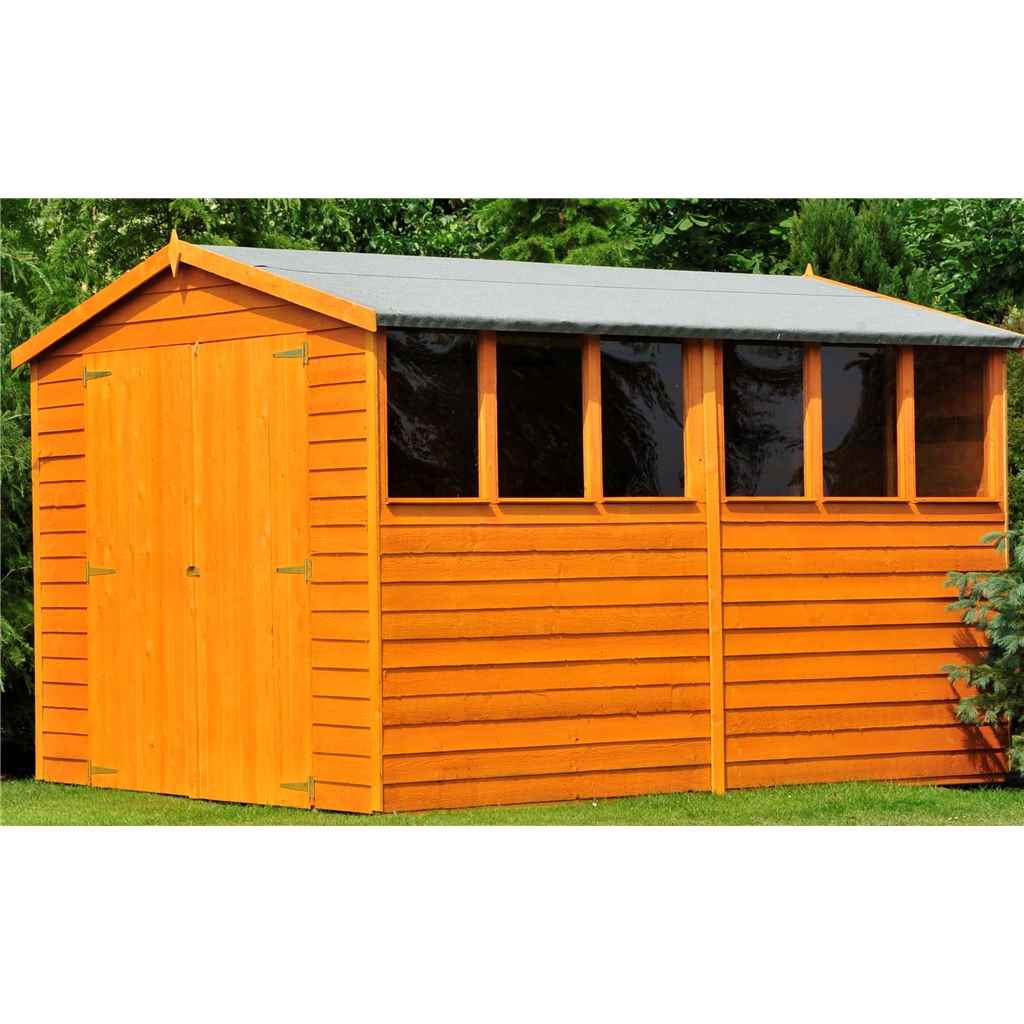  Treated Overlap Apex Garden Shed (10mm Solid Osb Floor) + 6 Windows