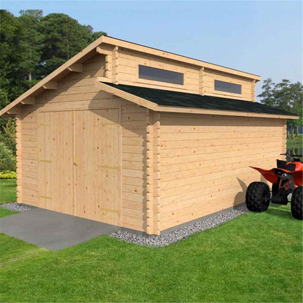 OXFORD LOG CABINS *DISCO 2/1/19* 4m x 5.6m Garage Log Cabin (34mm T&G