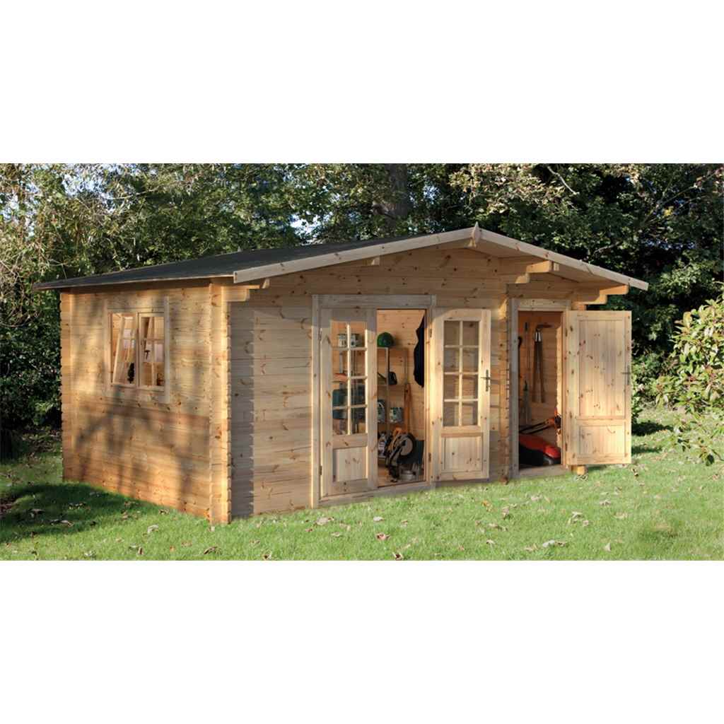 Shedswarehouse Com Hanbury Log Cabins 4 5m X 3 Cabin With To Enlarge