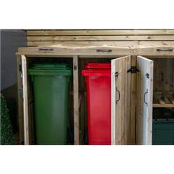 Wheelie Bin & Recycling Box Triple Chest Store - 2 x Wheelie Bin + 2 x Recycling Boxes
