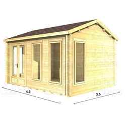 4.5m X 3.5m Premier Megeve Log Cabin - Double Glazing - 70mm Wall Thickness