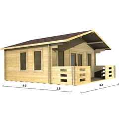 5m X 5m Premier Saalbach Log Cabin - Double Glazing - 44mm Wall Thickness