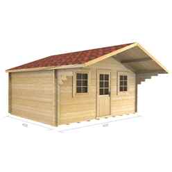 4m X 4m Premier Lisbon Log Cabin - Double Glazing - 70mm Wall Thickness