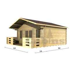 5m X 5m Premier Dublin Log Cabin - Double Glazing - 44mm Wall Thickness