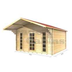4m X 3m Premier Geneva Log Cabin - Double Glazing - 44mm Wall Thickness