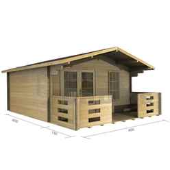 4m X 4m Premier Rio Log Cabin - Double Glazing - 70mm Wall Thickness