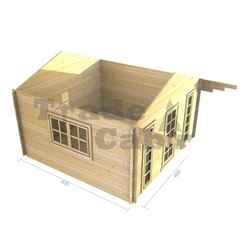 4m X 4m Premier Kay Log Cabin - Double Glazing - 44mm Wall Thickness