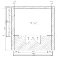 4m X 3m Serre Log Cabin - Double Glazing - 44mm Wall Thickness