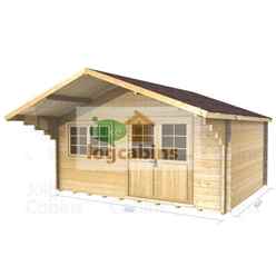 4.5m X 3.0m Premier Ascou Log Cabin - Double Glazing - 44mm Wall Thickness