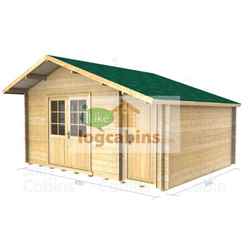 4.5m X 3.5m Premier Villar Log Cabin - Double Glazing - 44mm Wall Thickness