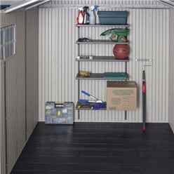OOS - AWAITING RETURN TO STOCK DATE - 11ft x 26ft Life Plus Single Entrance Plastic Apex Shed with Plastic Floor + 8 Windows  (3.37m x 7.93m)