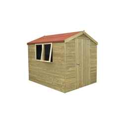 8ft X 6ft (2.48m X 1.96m) Pressure Treated Apex Tongue And Groove Shed With Single Door And 2 Opening Windows