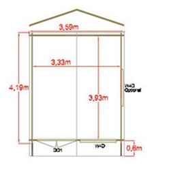 3.59m x 2.99m Durable Apex Log Cabin - 34mm Wall Thickness