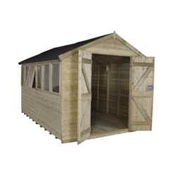 12ft X 8ft (3.71m X 2.63m) Pressure Treated Tongue And Groove Apex Wooden Shed With Double Doors And 6 Windows