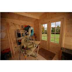 3m X 2.5m Compact Log Cabin With Double Doors (28mm Wall Thickness) **includes Free Shingles**