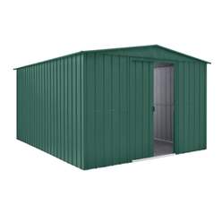 OOS - BACK FEBRUARY 2022 - 10ft x 12ft Premier EasyFix – Apex – Metal Shed - Heritage Green (3.07m x 3.71m)