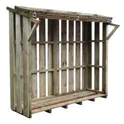 3.7ft X 3.8ft (115cm X 117cm) Small Pressure Treated Log Store - With Folding Roof