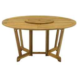 6 Seater Henley Round Dining Set With Henley Table, Lazy Susan & 6 Henley Recliner Chairs - Free Next Working Day Delivery (mon-Fri)