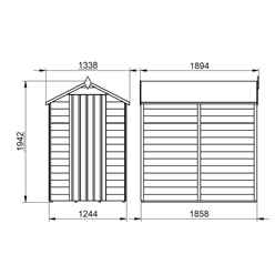 6ft x 4ft (1.8m x 1.3m) Overlap Apex Security Shed With Single Door - Windowless - Modular - CORE