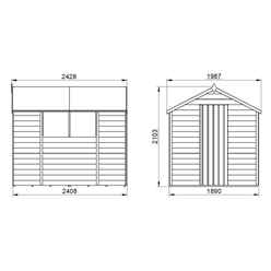 8ft X 6ft (2.4m X 1.9m) Single Door Overlap Apex Wooden Garden Shed + 2 Windows - Modular - Core