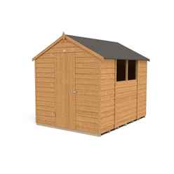 Installed 8ft X 6ft (2.4m X 1.9m) Single Door Overlap Apex Wooden Garden Shed With Single Door And 2 Windows - Modular - Installation Included - Core