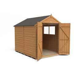 Installed 8ft X 6ft (2.4m X 1.9m) Overlap Apex Wooden Garden Shed With Double Doors And 2 Windows - Modular - Installation Included