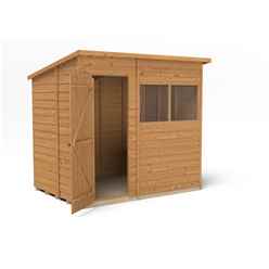 7ft X 5ft (2.1m X 1.5m) Dip Treated Overlap Pent Shed With Single Door And 2 Windows - Modular