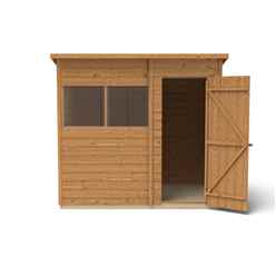 7ft X 5ft (2.1m X 1.5m) Dip Treated Overlap Pent Shed With Single Door And 2 Windows - Modular