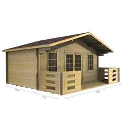 5m X 3m Premier Meribel Log Cabin - Double Glazing - 34mm Wall Thickness