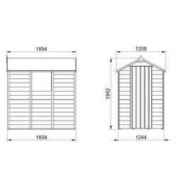 6ft X 4ft (1.8m X 1.3m) Pressure Treated Overlap Apex Wooden Garden Shed With Single Door And 1 Window - Modular (core)