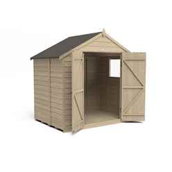7ft X 5ft (1.5m X 2.2m) Pressure Treated Overlap Apex Wooden Garden Shed With Double Doors And 2 Windows - Modular