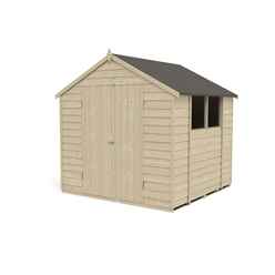 7ft X 7ft (2.2m X 2.1m) Pressure Treated Overlap Apex Wooden Garden Shed With Double Doors And 2 Windows - Modular