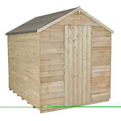 Installed 8ft X 6ft (2.4m X 1.9m) Pressure Treated Windowless Overlap Apex Wooden Garden Shed With Single Door - Modular - Installation Included (core)