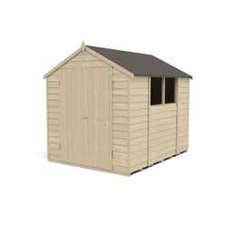 8ft X 6ft (2.4m X 1.9m) Pressure Treated Overlap Apex Wooden Garden Shed With Double Doors And 2 Windows - Modular (core)