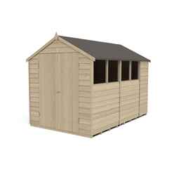 10ft X 6ft (3.1m X 1.9m) Pressure Treated Overlap Apex Shed With Double Doors And 4 Windows - Modular - Core (bs)