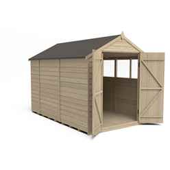 Installed 10ft X 6ft (3.1m X 1.9m) Pressure Treated Overlap Apex Shed With Double Doors And 4 Windows - Modular - Installation Included - Core (bs)