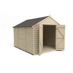 Installed 10ft X 8ft (3.1m X 2.5m) Pressure Treated Windowless Overlap Apex Shed With Double Doors - Modular - Installation Included - Core (bs)