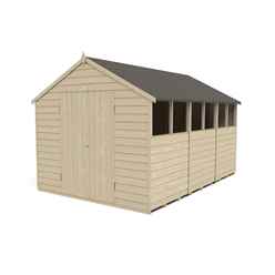 12ft X 8ft (3.7m X 2.6m) Pressure Treated Overlap Apex Shed With Double Doors + 6 Windows - Modular