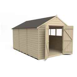 Installed 12ft X 8ft (3.7m X 2.6m) Pressure Treated Overlap Apex Shed With Double Doors + 6 Windows - Modular - Installation Included