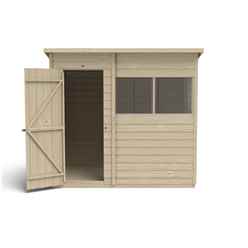 7ft X 5ft (1.5m X 2.1m) Pressure Treated Overlap Pent Shed With Single Door And 2 Windows - Modular