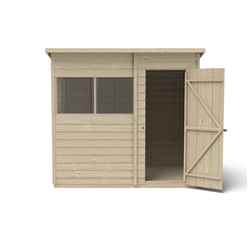 Installed 7ft X 5ft (1.5m X 2.1m) Pressure Treated Overlap Pent Shed With Single Door And 2 Windows - Modular - Installation Included