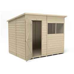 8ft X 6ft (2.4m X 1.9m) Pressure Treated Overlap Pent Shed With Single Door And 2 Windows - Modular (core)