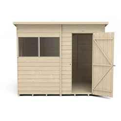 Installed 8ft X 6ft (2.4m X 1.9m)  Pressure Treated Overlap Pent Shed With Single Door And 2 Windows - Installation Included - Modular (core)