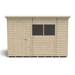 10ft X 6ft (1.9m X 3.1m) Pressure Treated Overlap Pent Shed With Single Door And 2 Windows - Modular
